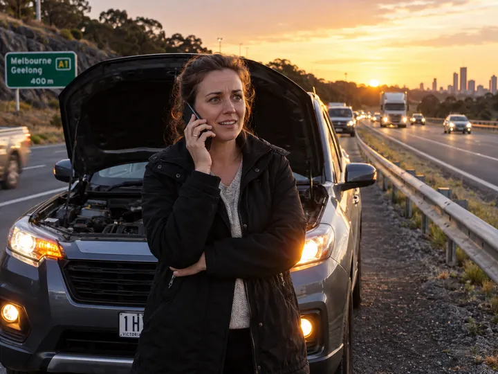 Stranded driver calling for roadside recovery assistance