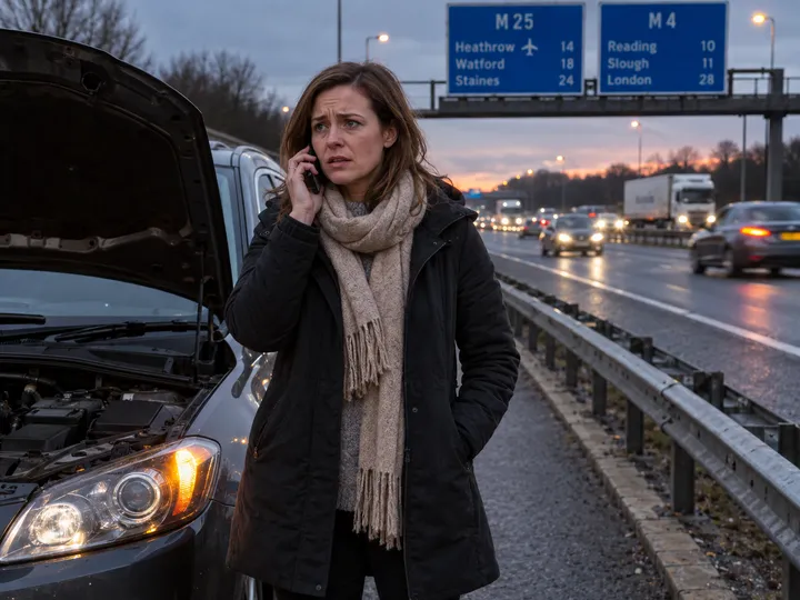 Stranded driver calling for roadside recovery assistance
