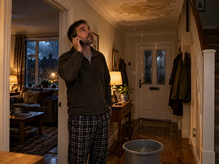Emergency storm damage call being handled by AI answering service