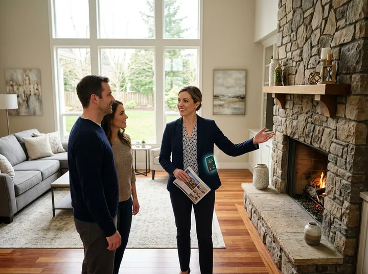 Real estate agent unable to answer phone during property showing with potential buyers