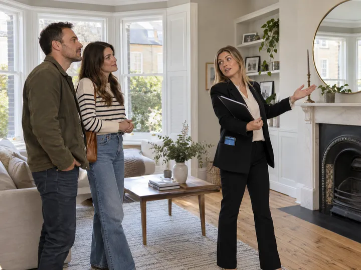 Estate agent unable to answer phone during property viewing with potential buyers