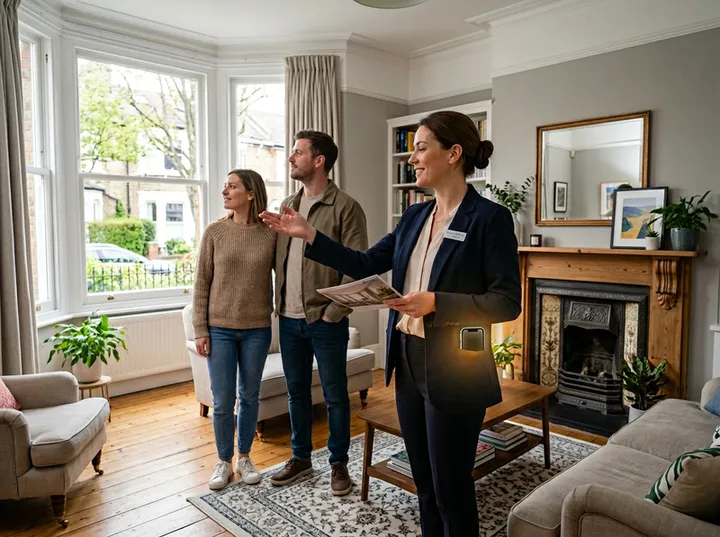 Estate agent unable to answer phone during property viewing with potential buyers