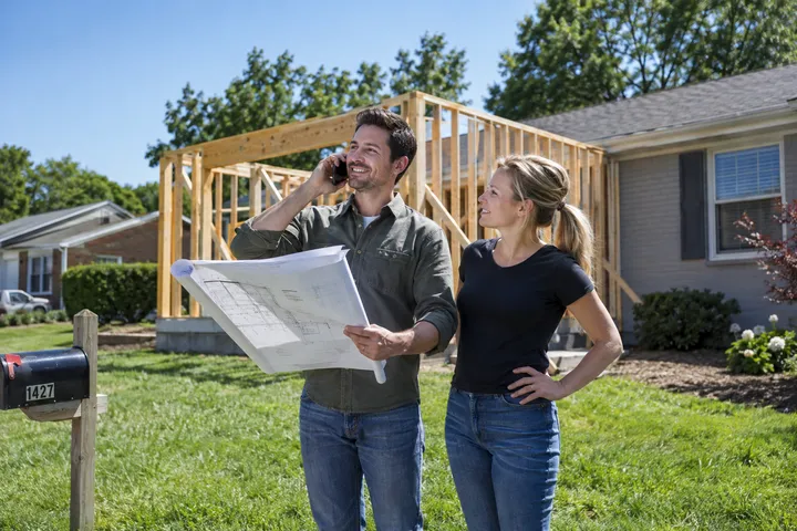 Homeowner calling about a home addition quote while contractor is on the job site