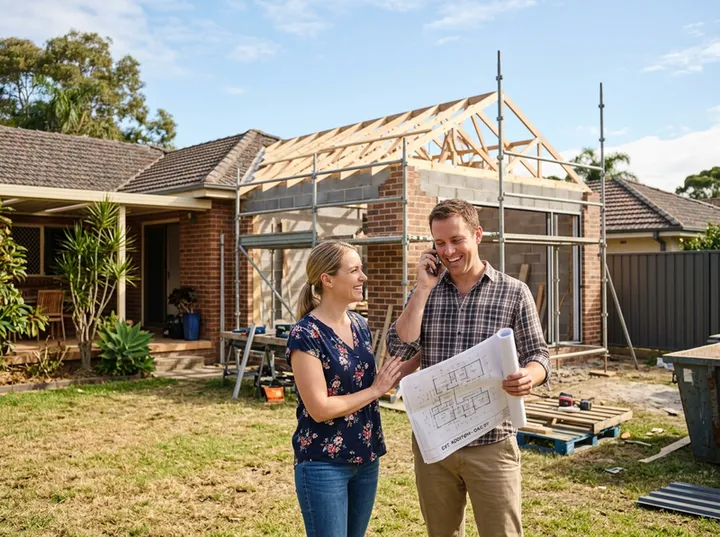 Homeowner calling about an extension quote while builder is on site