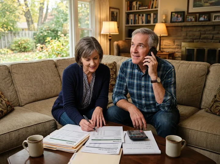 Couple calling about retirement financial planning