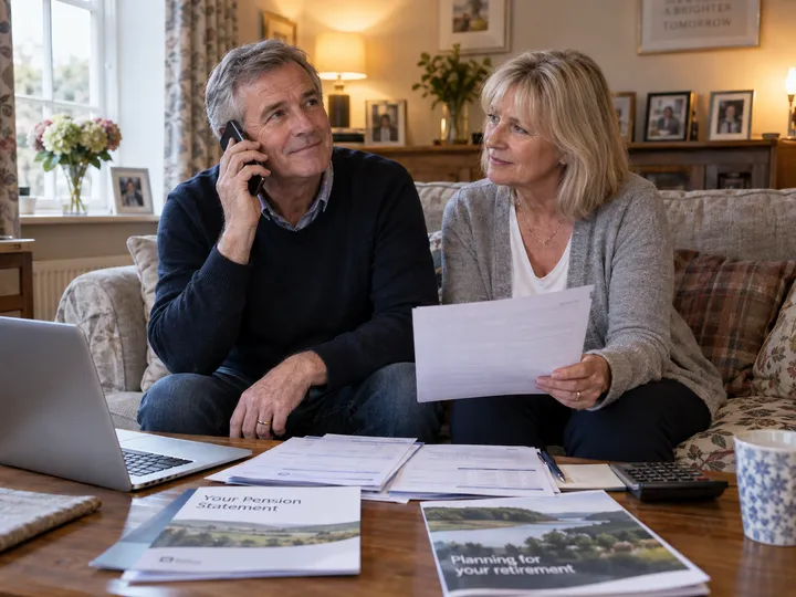 Couple calling about retirement financial planning