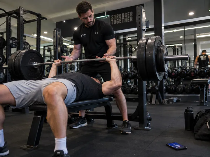 Personal trainer unable to answer phone while coaching a client at the gym
