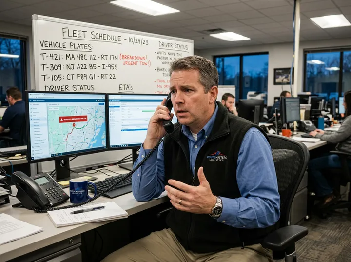 Fleet manager calling for commercial vehicle recovery