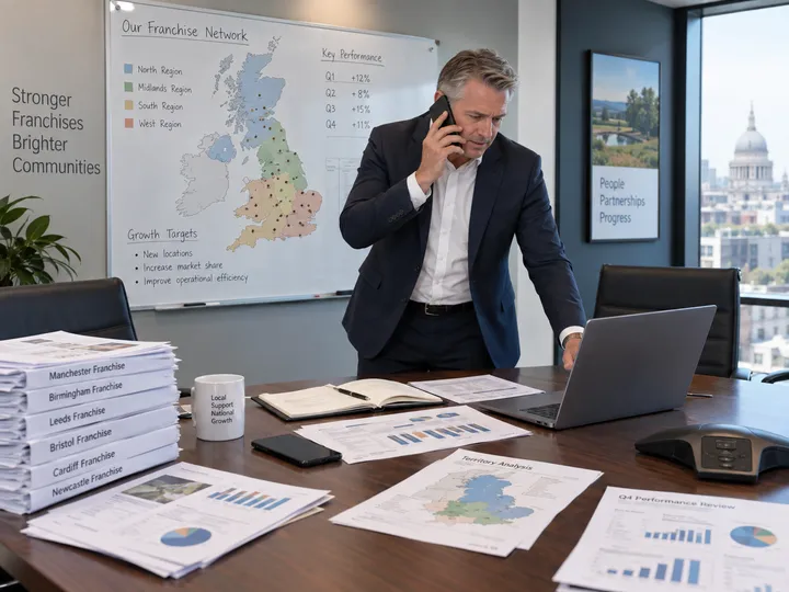 Franchise director managing multiple locations while AI answers calls