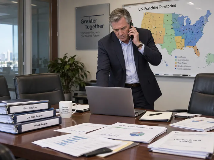 Franchise director managing multiple locations while AI answers calls