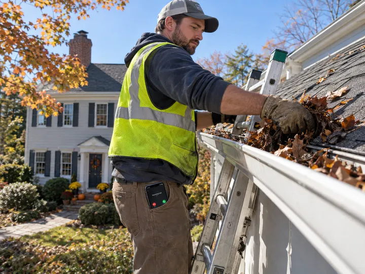 Gutter cleaner unable to answer phone while working up a ladder