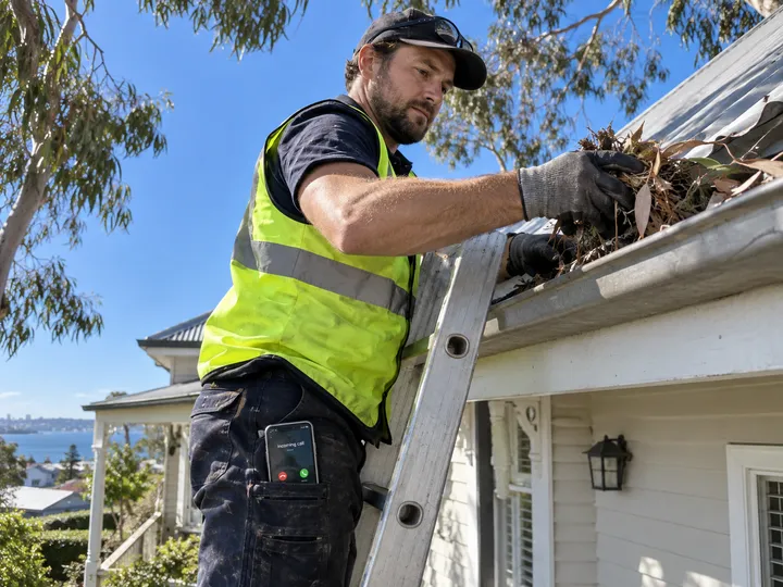 Gutter cleaner unable to answer phone while working up a ladder