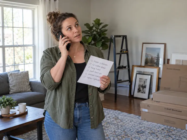 Homeowner calling with a list of handyman jobs