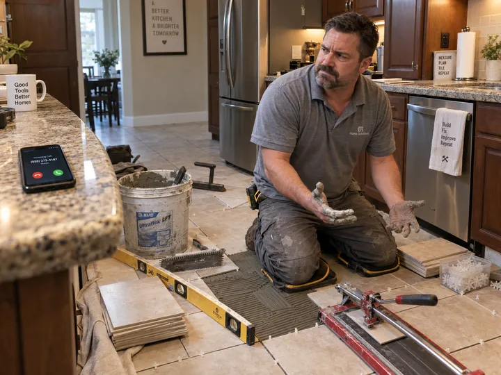 Handyman unable to answer phone while working on a home repair job