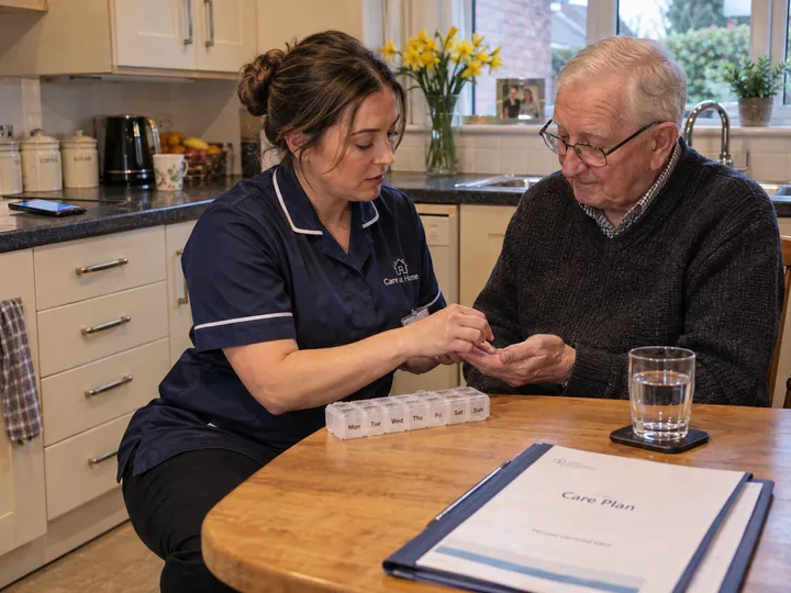 Support worker unable to answer phone while assisting a client with medication