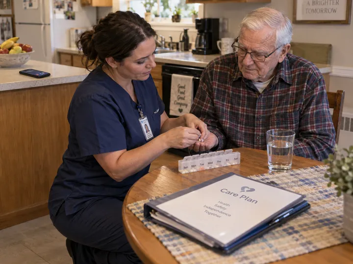 Home health aide unable to answer phone while assisting a patient with medication