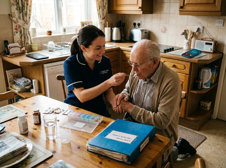 Support worker unable to answer phone while assisting a client with medication