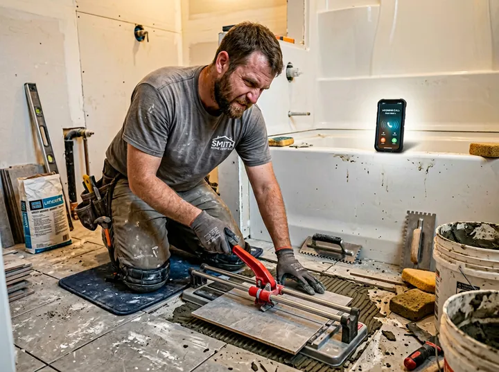 Home services professional unable to answer phone during an installation