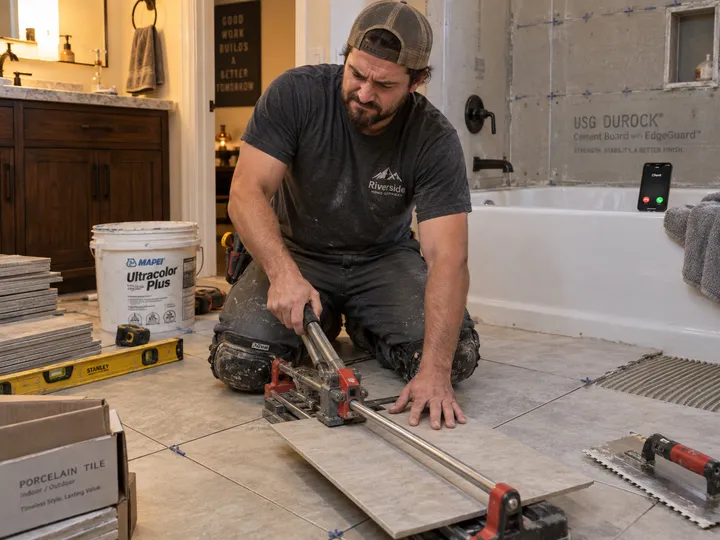 Home services professional unable to answer phone during an installation
