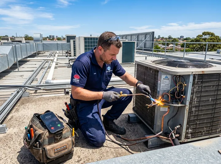 AC technician unable to answer phone while working on a split system installation