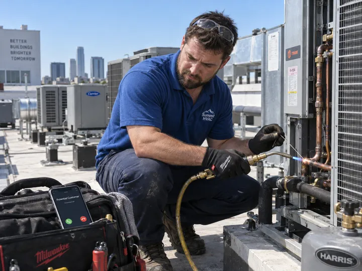 Heat pump installer unable to answer phone while fitting a unit