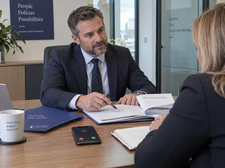 Insurance broker unable to answer phone while in a client meeting