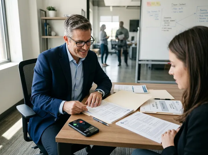 Insurance agent unable to answer phone while in a client meeting