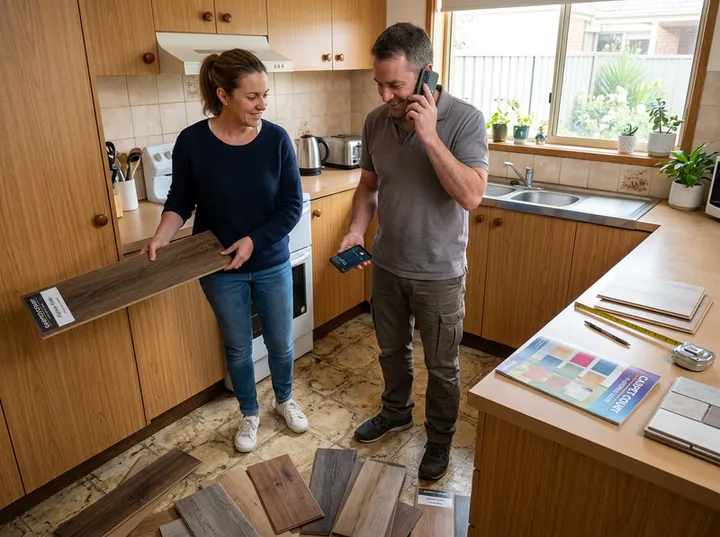AI receptionist capturing kitchen flooring quote details