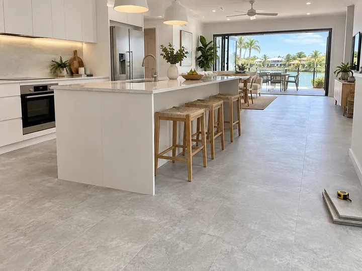 AI receptionist capturing kitchen flooring quote details