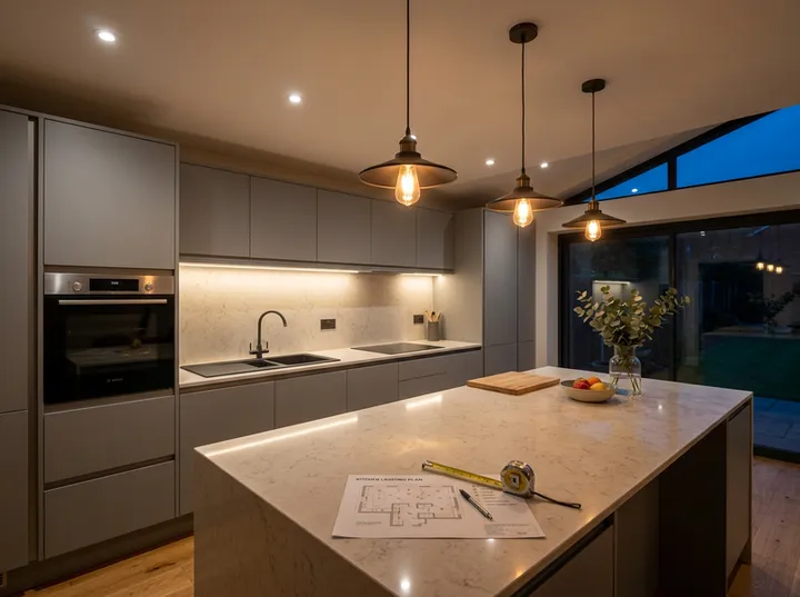 AI receptionist capturing kitchen lighting quote details