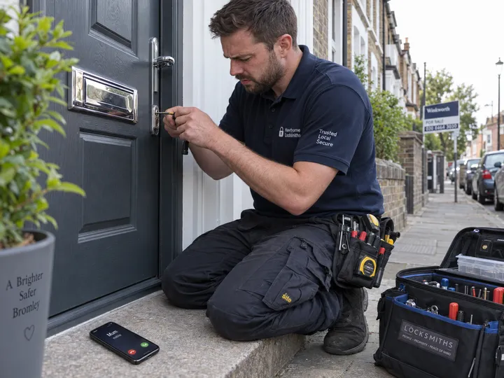 Locksmith unable to answer phone while working on a lock