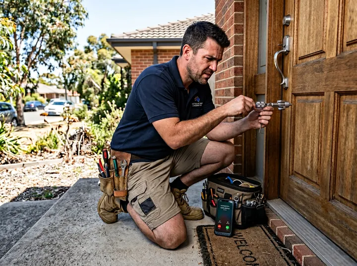 Locksmith unable to answer phone while working on a lock