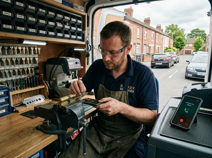 Locksmith unable to answer phone while working on a lock