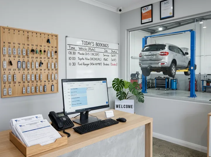 AI receptionist capturing roadworthy and service booking details for mechanic