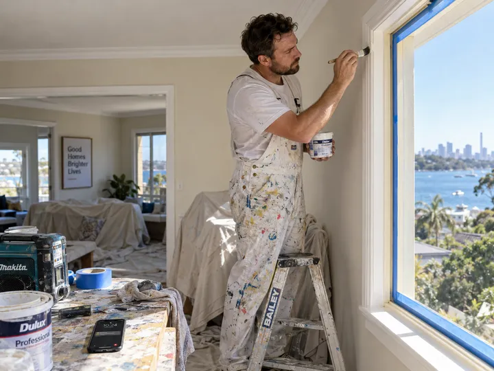 Painter cutting in while AI handles incoming phone call