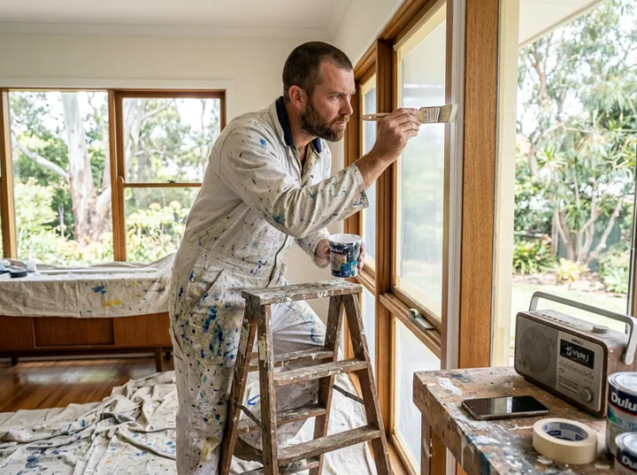 Painter cutting in while AI handles incoming phone call