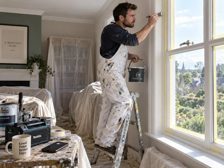 Painter cutting in while AI handles incoming phone call