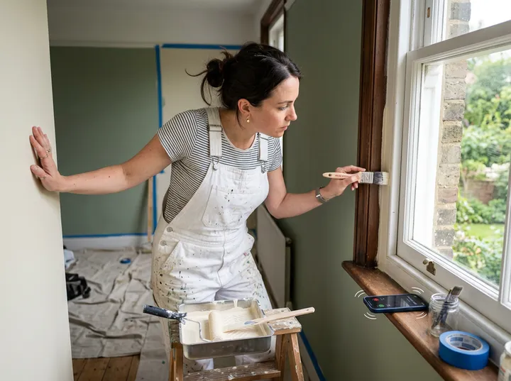 Painter cutting in while AI handles incoming phone call