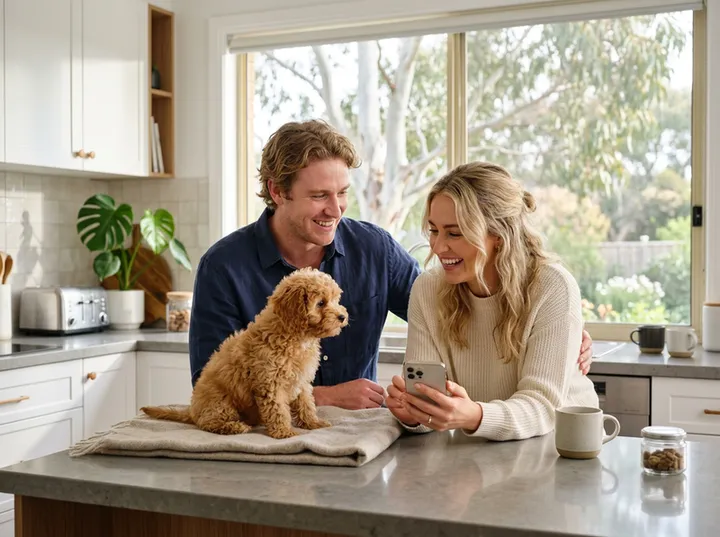 New puppy owners booking first grooming appointment via AI receptionist