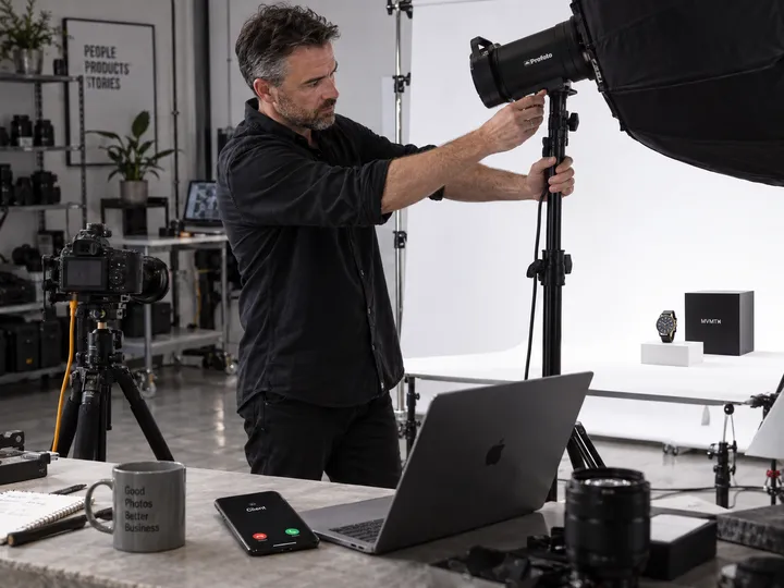 Marketing manager calling about commercial product photography