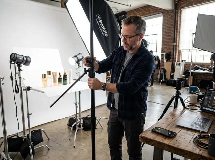 Marketing manager calling about commercial product photography