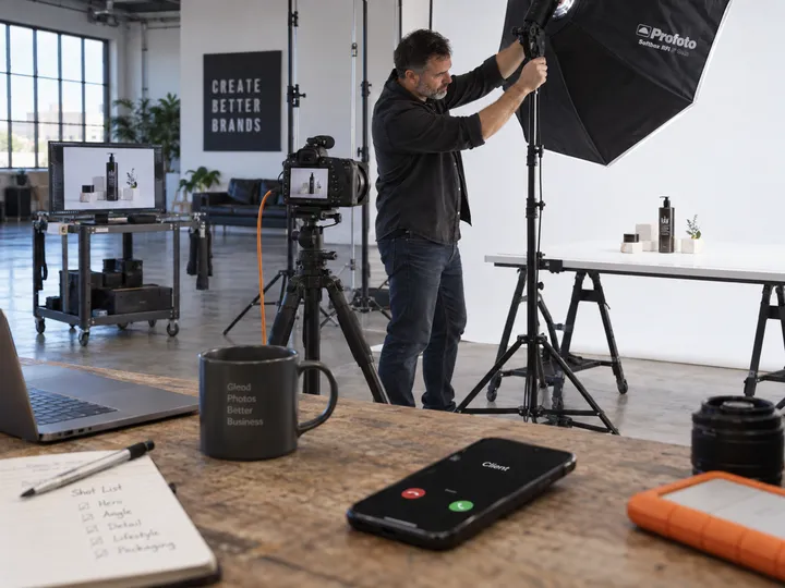 Marketing manager calling about commercial product photography