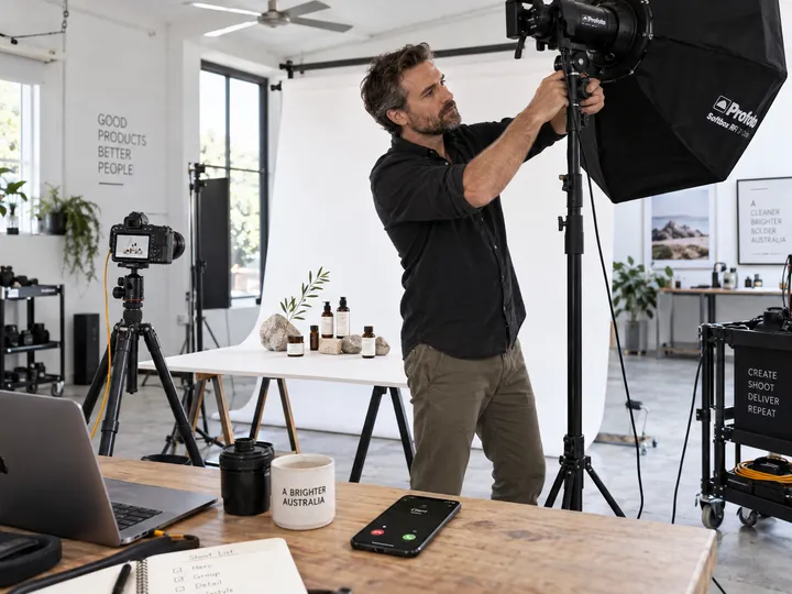 Marketing manager calling about commercial product photography