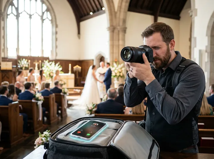 Wedding photographer unable to answer phone during ceremony