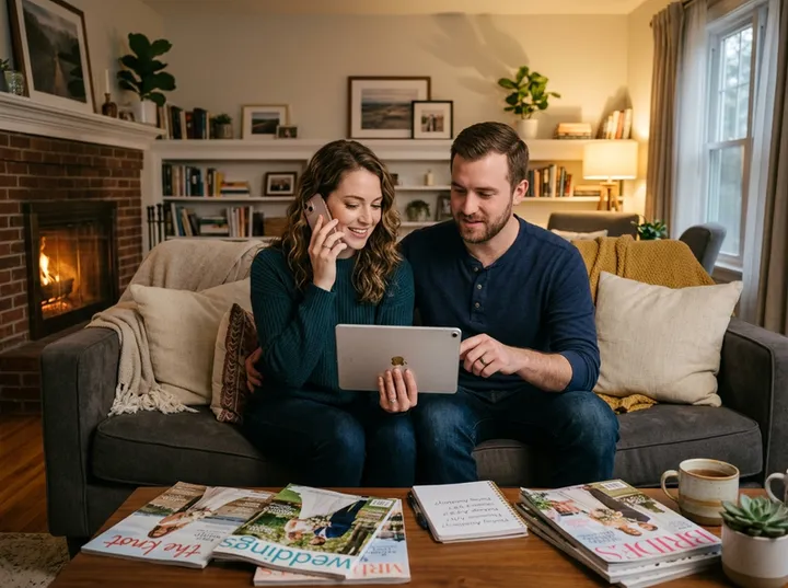 Engaged couple inquiring about wedding photography packages