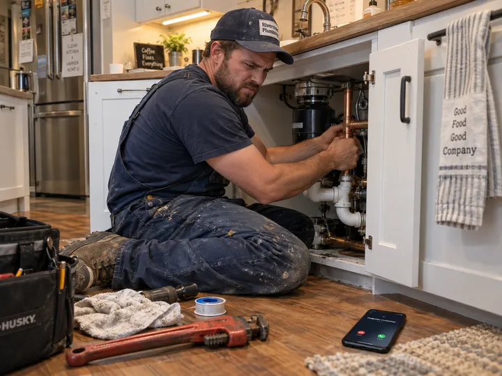 Plumber unable to answer phone while working on a job