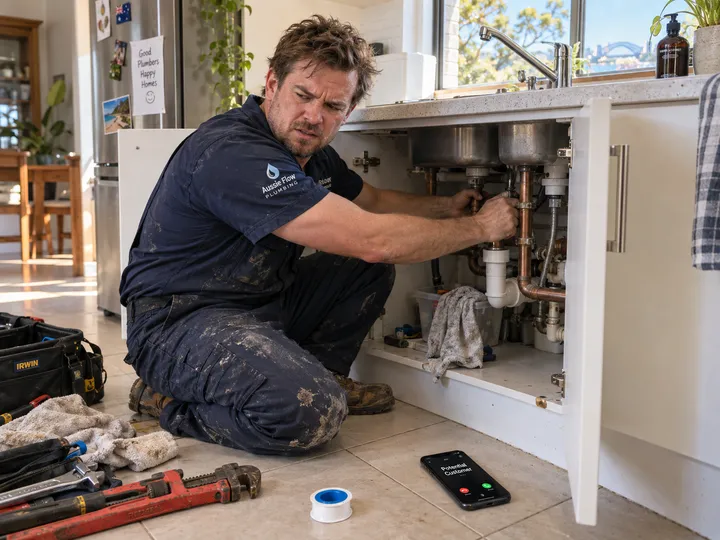 Plumber unable to answer phone while working on a job
