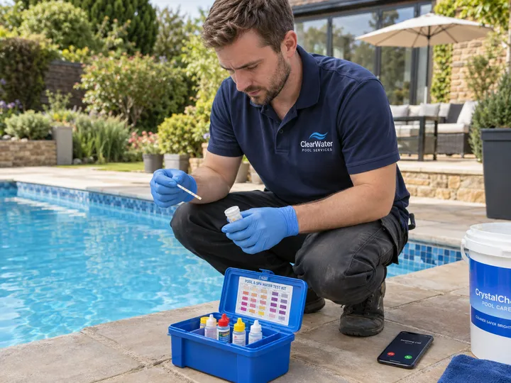 Pool technician unable to answer phone while removing a winter cover