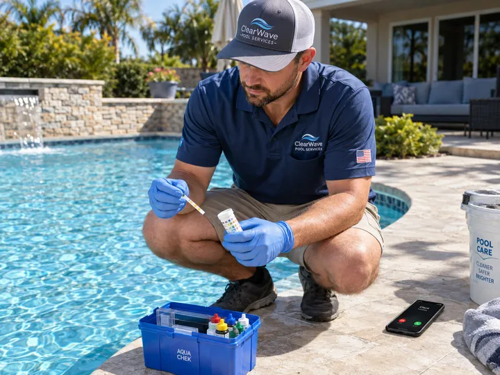 Pool technician unable to answer phone while servicing equipment