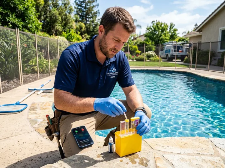 Pool technician unable to answer phone while servicing equipment